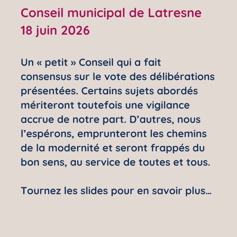 Notre compte rendu du dernier Conseil municipal de Latresne.